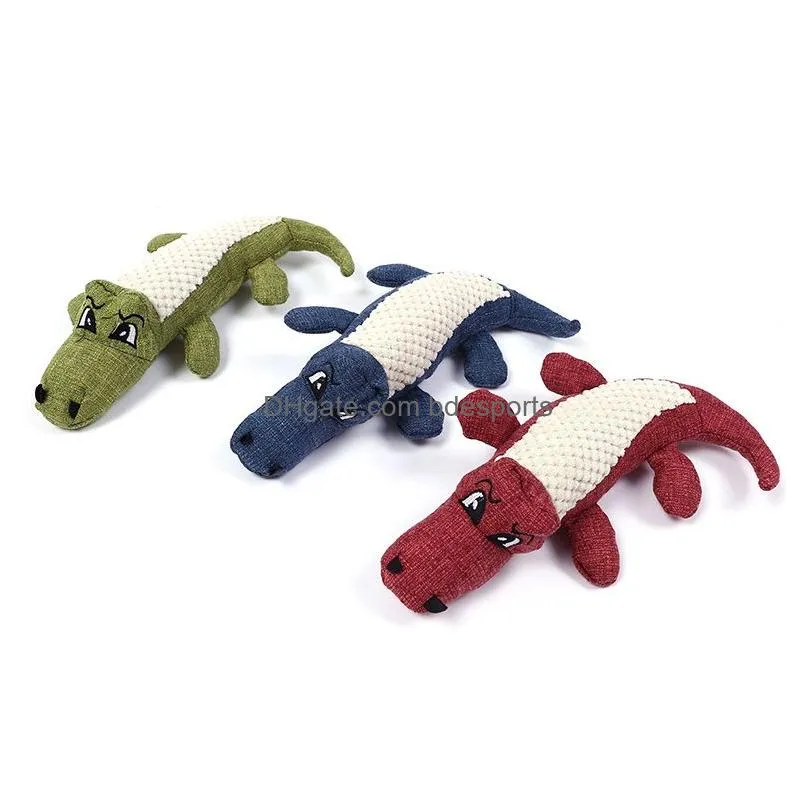 linen plush crocodile pet dog toy chew squeaky noise toy tough interactive doll cleaning teeth supplies jk2012xb