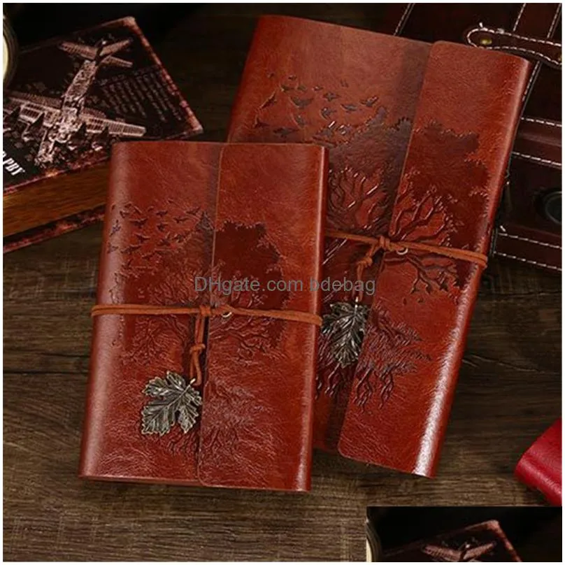 vintage binder embossed travelers notepads pu leather journal notebook refillable retro spiral diary sketchbook kdjk2112