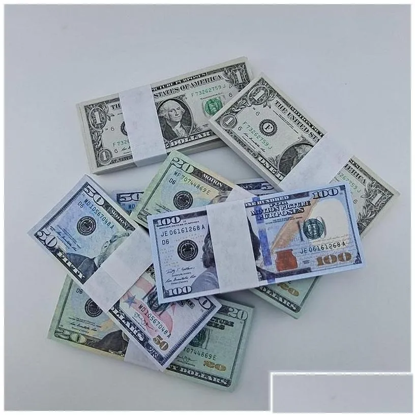 other festive party supplies 50 size movie props game dollar  counterfeit currency 1 5 10 20 100 face value of us dollars fake