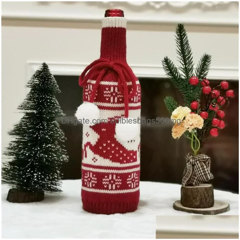 christmas wine bottle cover party ornament mini plaid coat sweater wine bottle bags xmas year dinner party decoration jk2010xb