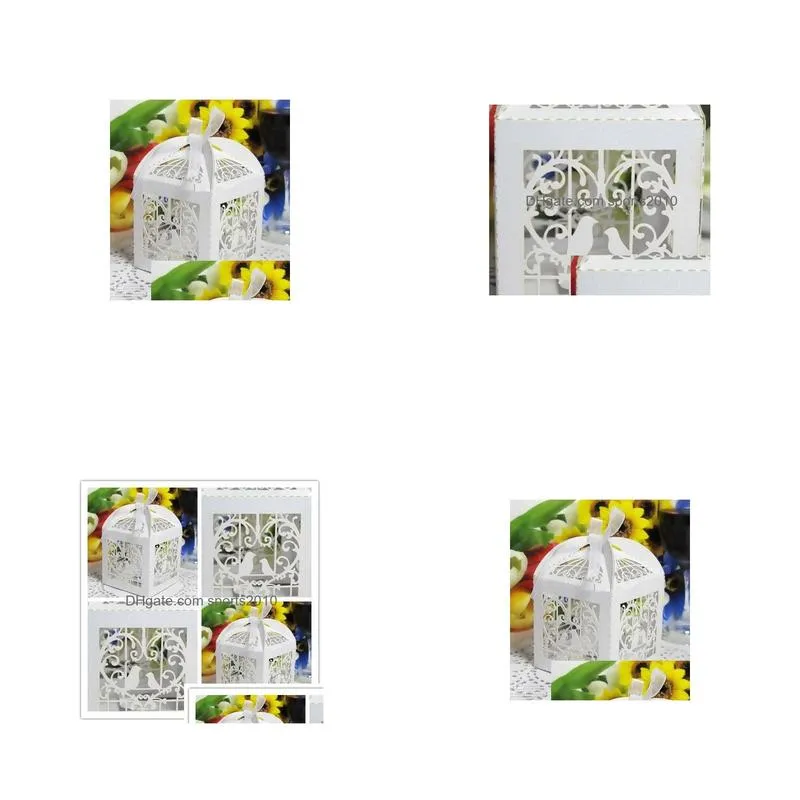 gift wrap wedding favor small boxes floral theme laser cut favor box with bowknot xb1