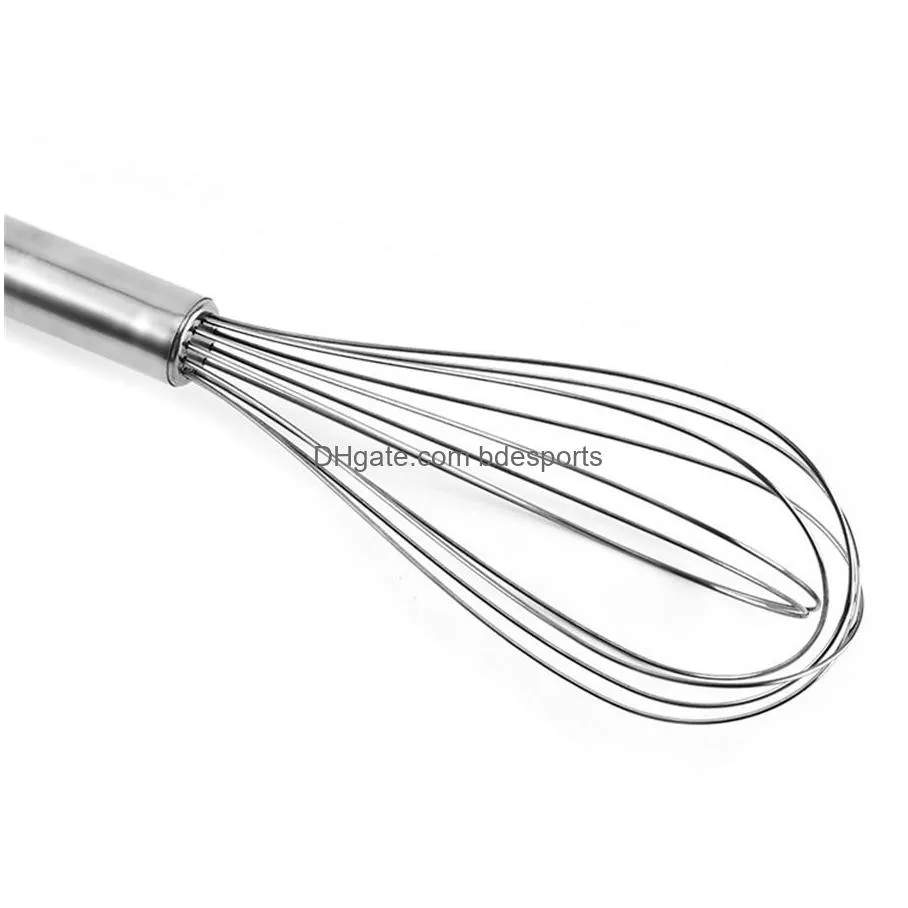 8 10 12 stainless steel egg beater hand whisk mixer balloon wire whisk for blending whisking beating stirring kitchen tools