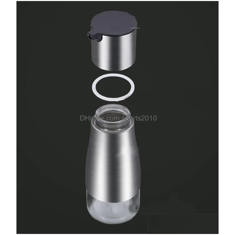 stainless steel glass olive oil dispenser vinegar and soy sauce bottle controllable no drip design 11oz/320ml jk2005kd