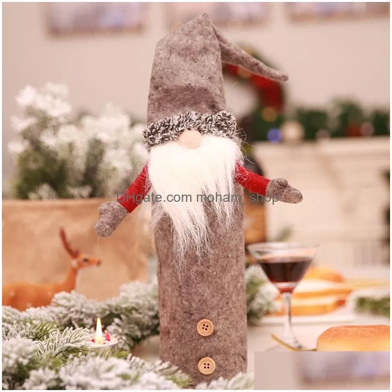 christmas gnomes wine bottle cover handmade swedish tomte gnomes santa claus bottle toppers bags holiday home decorations jk2010xb