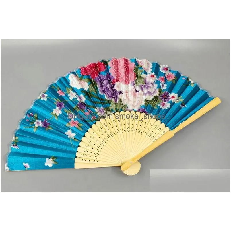  100pcs colorful chinese bamboo folding hand fan flowers floral wedding dance party decor kd1