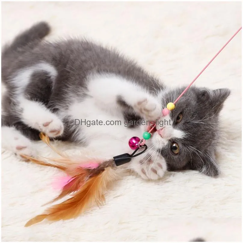 pet cat teaser toy wire dangler wand feather plush fish caterpillar interactive fun exerciser playing toy jk2012xb