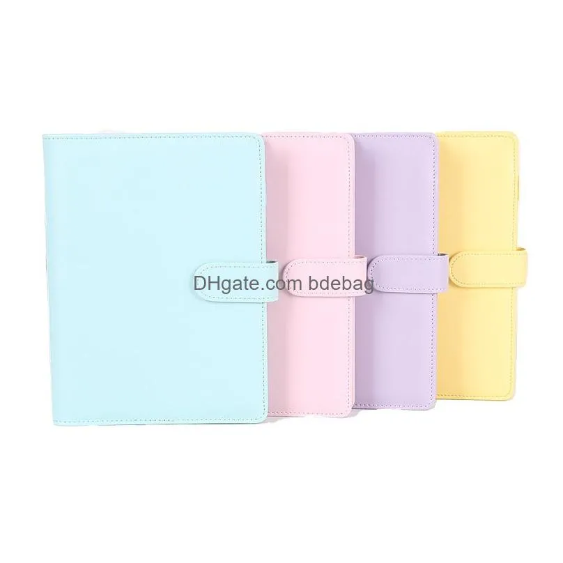 a6 pu leather notebook notepads cover refillable 6 ring binder loose leaf personal organizer blue yellow purple pink xbjk2105