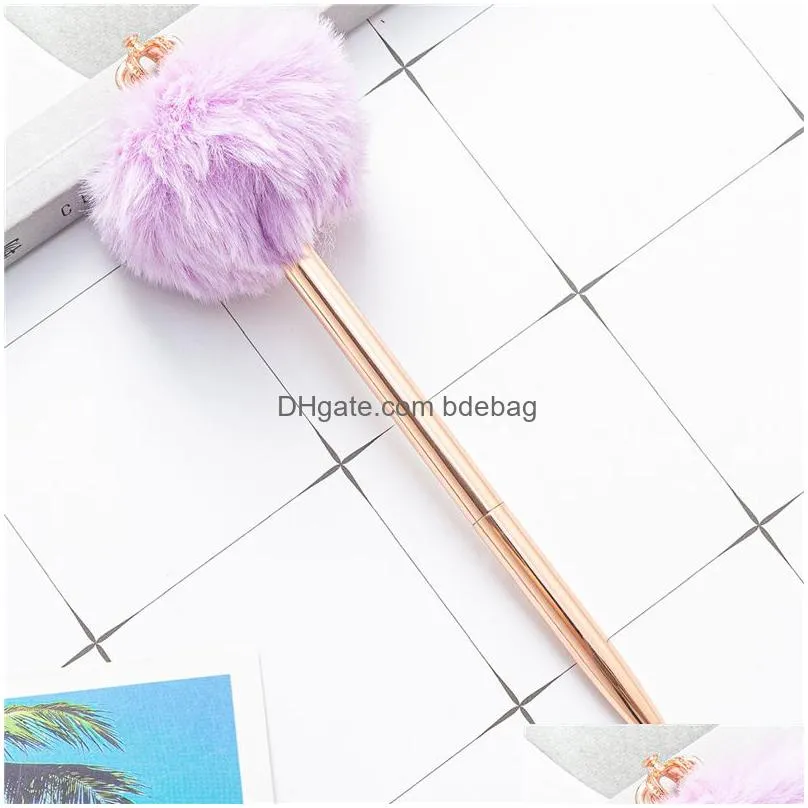 ballpoint pen fluffy ball top black ink medium point 1mm school office supplies gift for kids students women xbjk2112