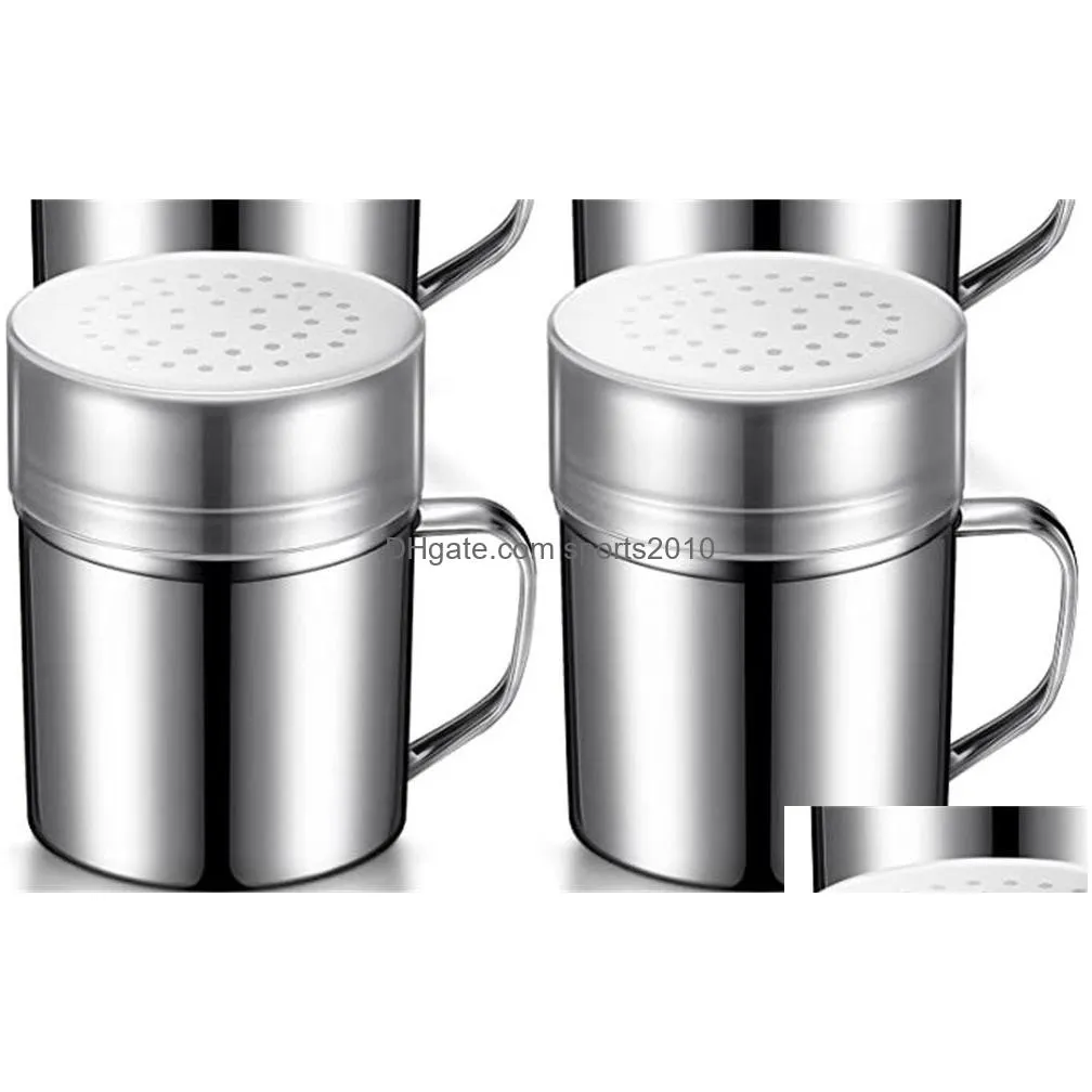 factory mills stainless steel dredges spice shaker pepper bottles with handles and lids powder sugar duster