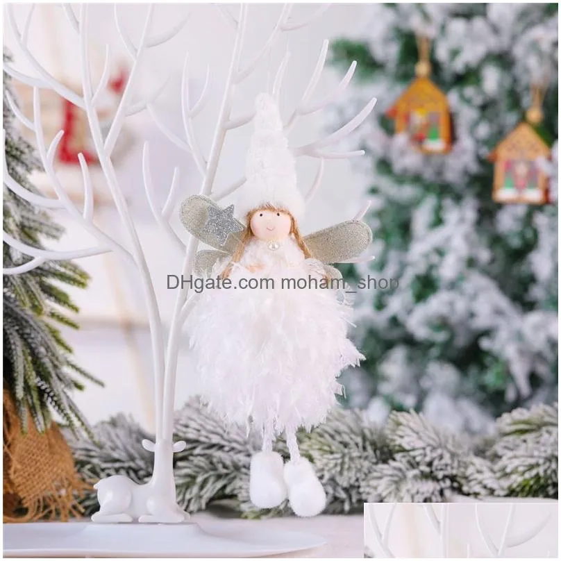 christmas decoration angel doll pendant tree hanging ornaments xmas crafts elves decorations year kids gifts jk2008xb