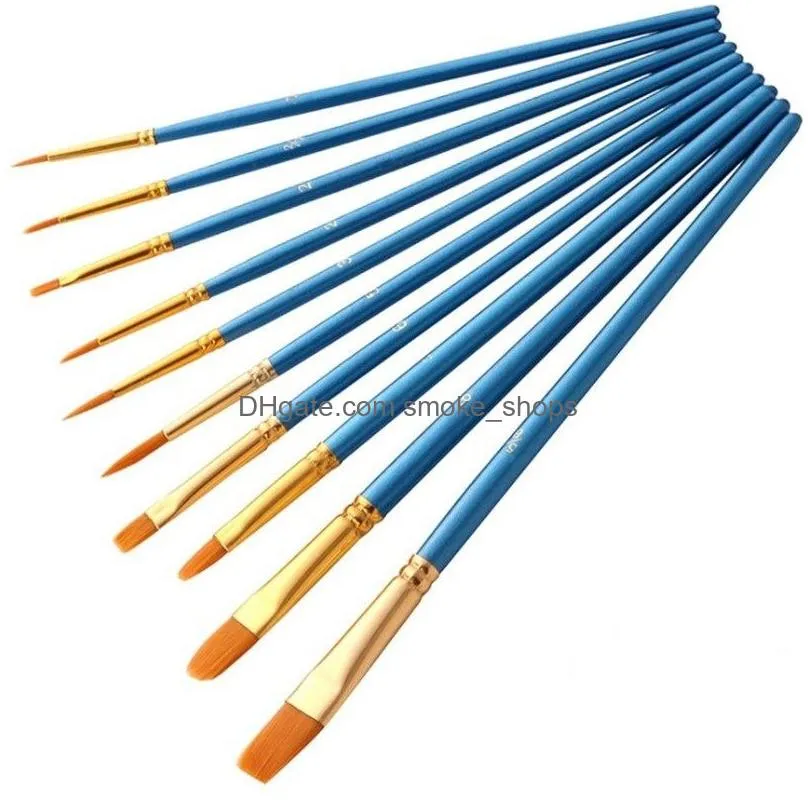 10pcs/set paint brushes round pointed tip nylon hair artist paintbrushes for acrylic oil watercolor face nail art fine detail jk2101kd