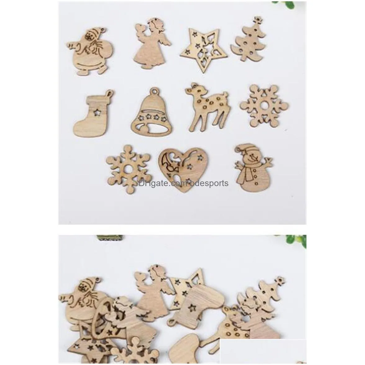 diy natural wooden chip christmas tree hanging ornaments pendant kids gifts snowman tree shape xmas ornaments decorations