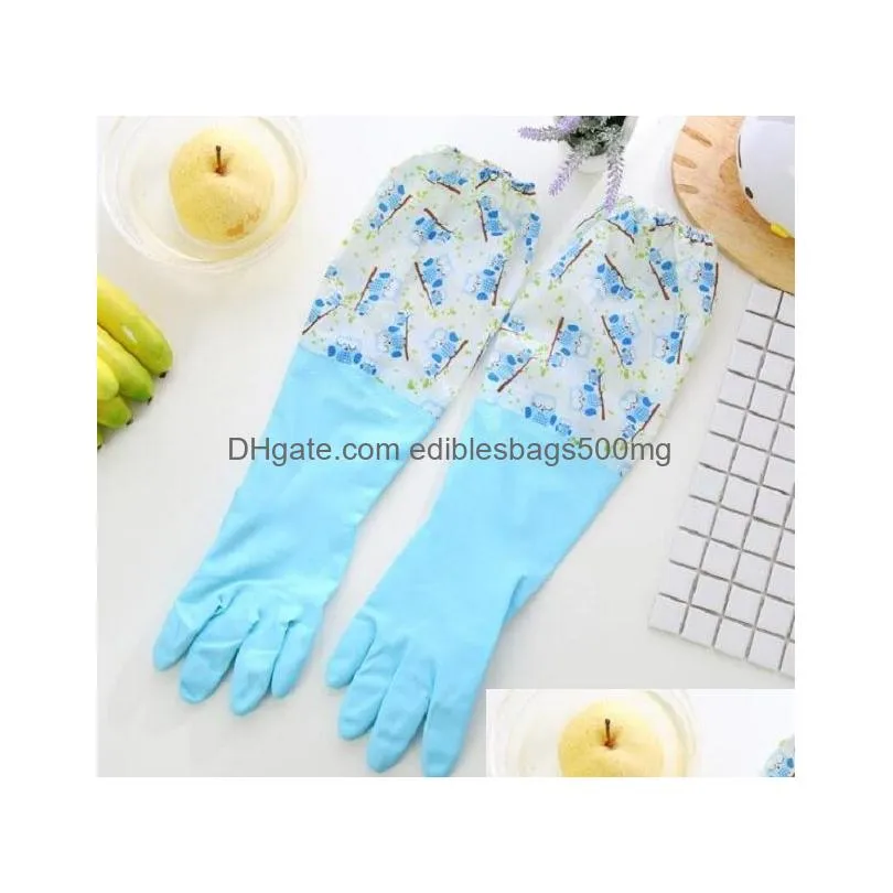  housekeeping kitchen cleaning pvc gloves household warm durable waterproof dishwashing glove water dust cleaning