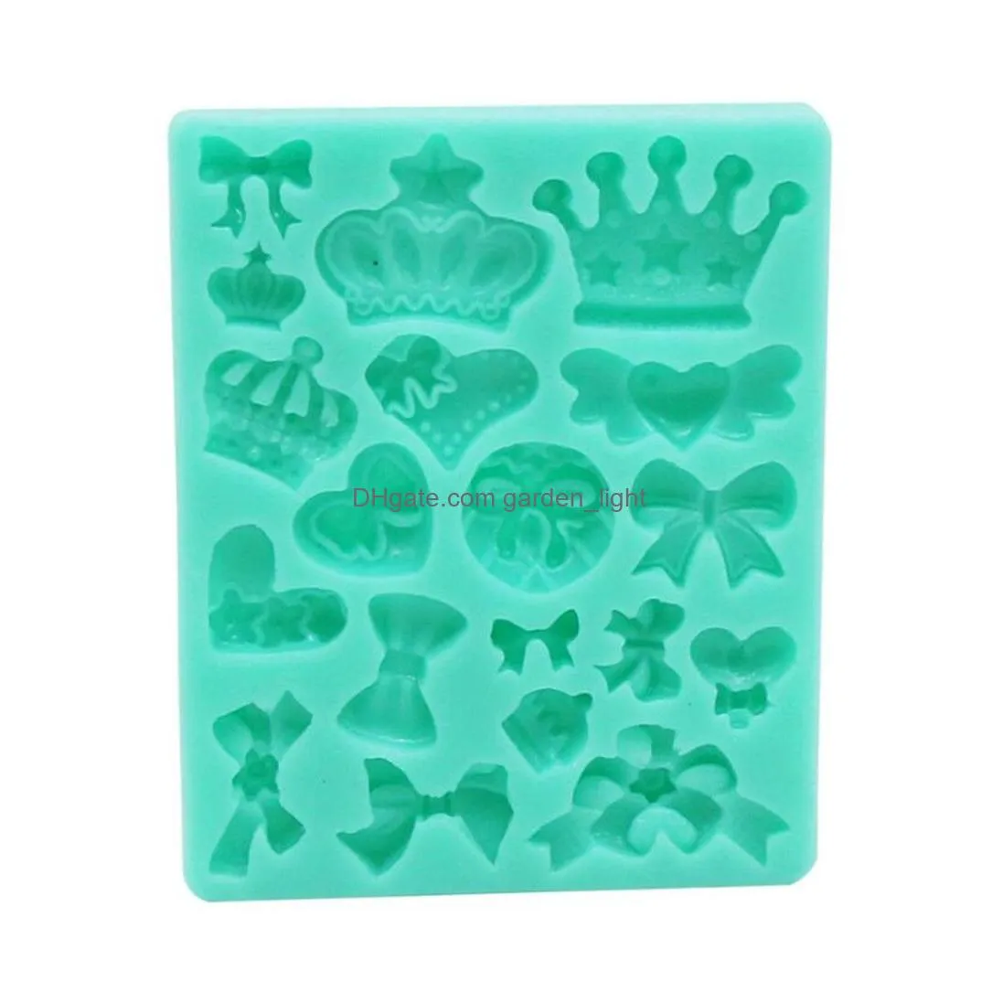 cartoon crown bow tie silicone fondant cake mold cupcake jelly candy chocolate cake decoration baking tool moulds