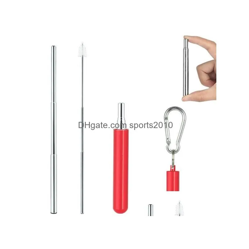 telescopic metal drinking straw collapsible reusable straw portable stainless steel straw with case and brush for travel outdoor xb1