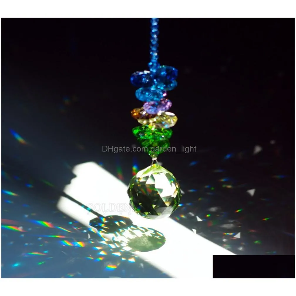 party decoration 30mm chandelier crystals ball prisms rainbow octogon chakra suncatcher for gift christmas tree hanging ornament xb1