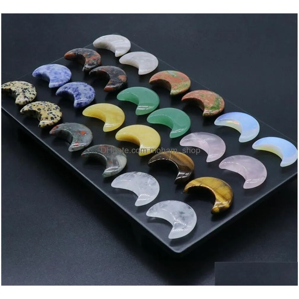 garden decorations moon shape natuarl crystal tumbled stones for chakra balancing healing meditation jewelry making decoration xb1