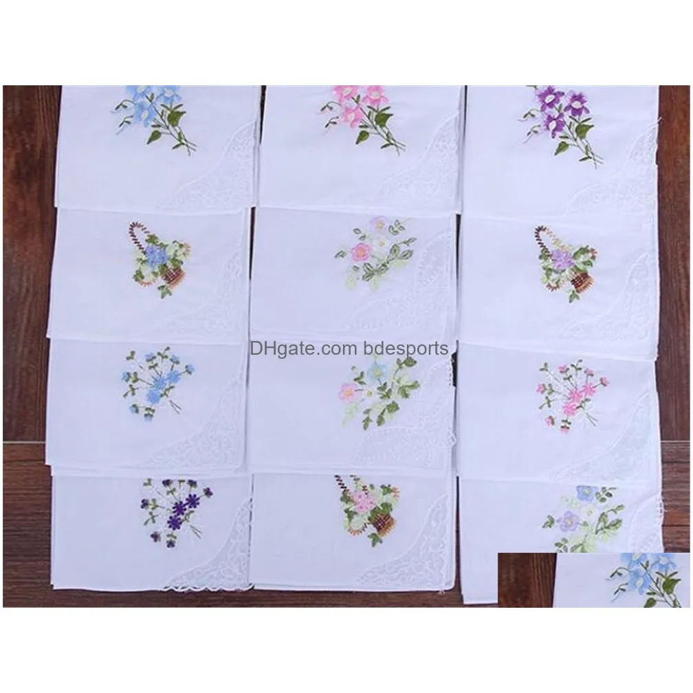 vintage pure cotton handkerchief girl napkin embroidered women napkin embroidered butterfly lace flower handkerchief home tableware