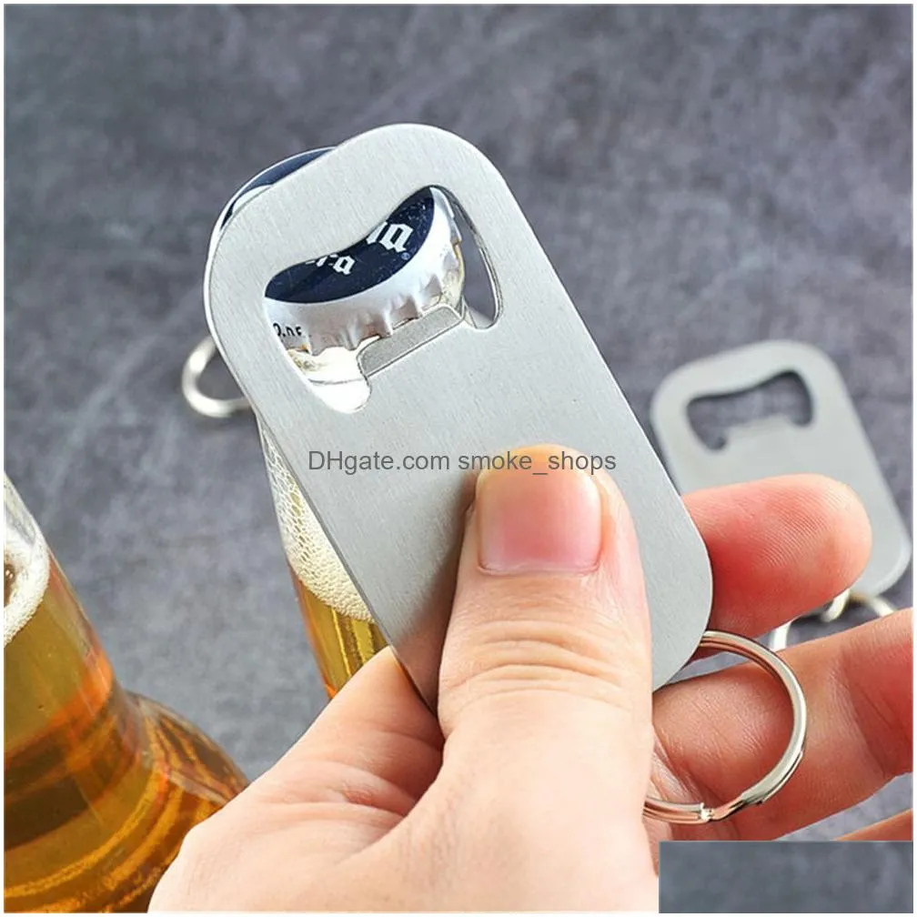 portable stainless steel beverage beer bottle opener keychain kitchen tools for bar restaurant hiking camping xbjk2106