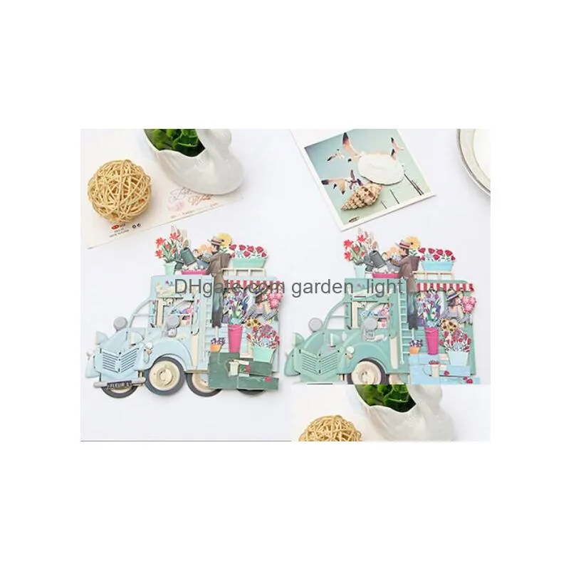  romantic paper 3d laser  up greeting gift cards handmade birthday cards postcards wishes 5014 flower couple etiquette kraft kd1
