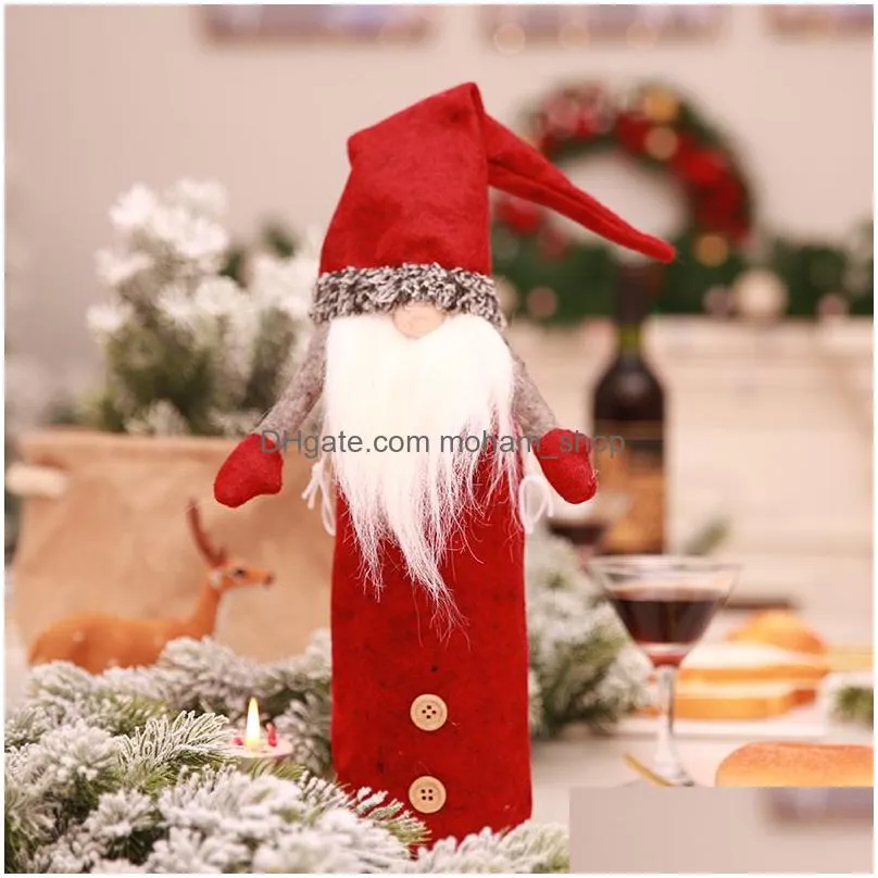 christmas gnomes wine bottle cover handmade swedish tomte gnomes santa claus bottle toppers bags holiday home decorations jk2010xb