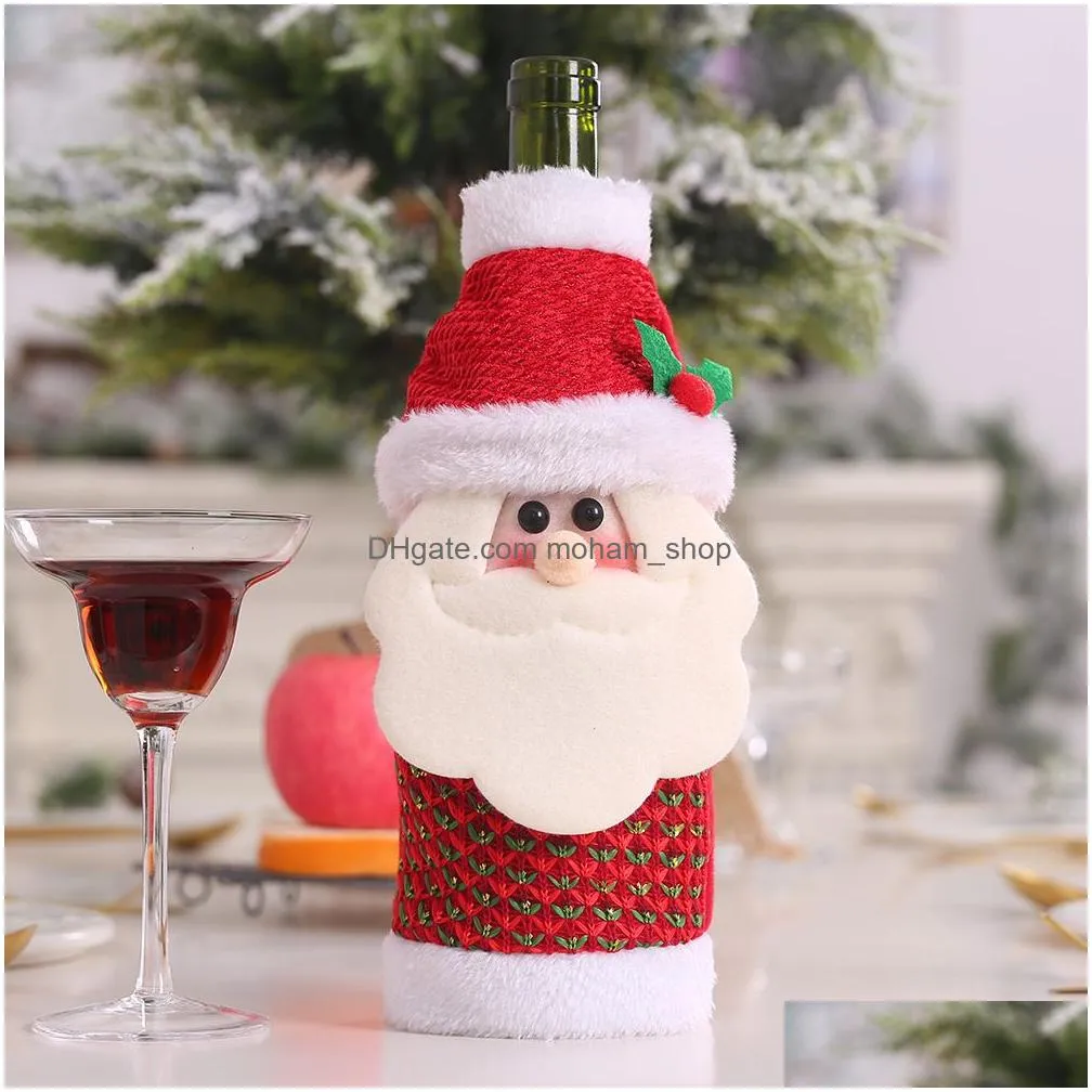 christmas wine bottle cover champagne sweater santa reindeer snowman xmas party decorations table ornaments xbjk2109