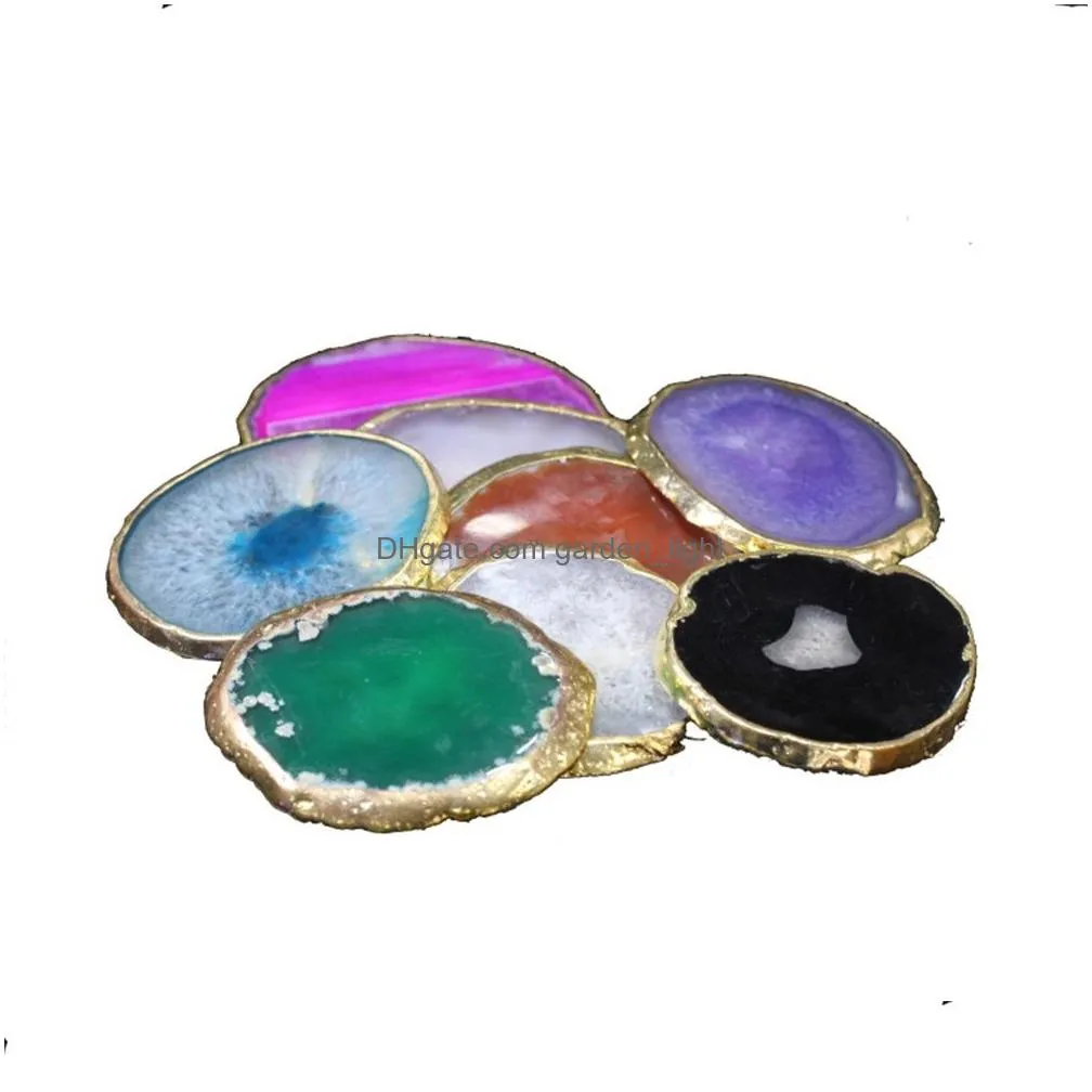 factory arts crafts pendants agate coasters for drinks crystal stone coaster geode decorative gifts non-skid 3-3.8 kd1