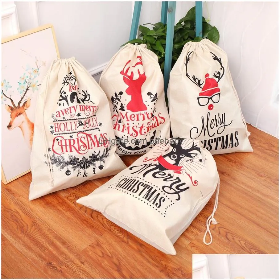 christmas santa sacks large size xmas gifts bag with drawstring for kids christmas gift new year holiday home decorations jk1910