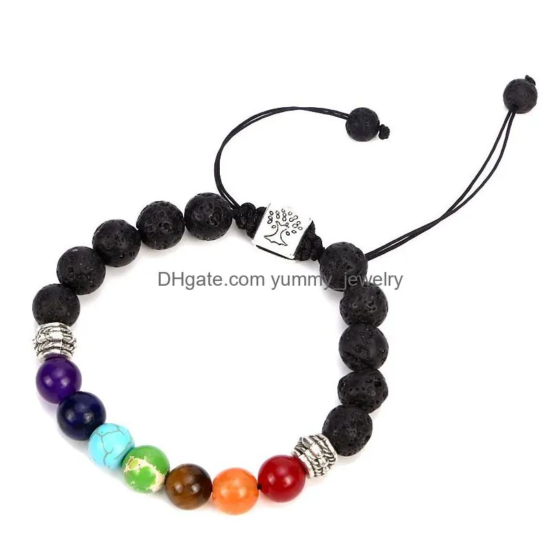 chakra healing bracelet with tree of life charm natural stone beads for yoga balancing and aromatherapy