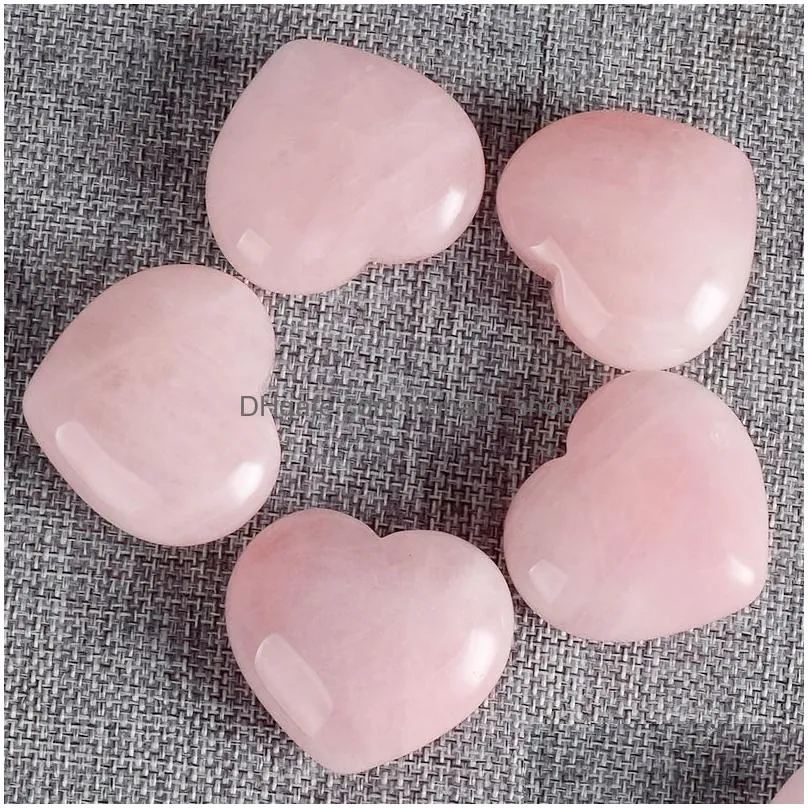 healing crystal natural rose quartz love heart worry stone chakra reiki balancing for diy craft 1 home decor jk2101kd