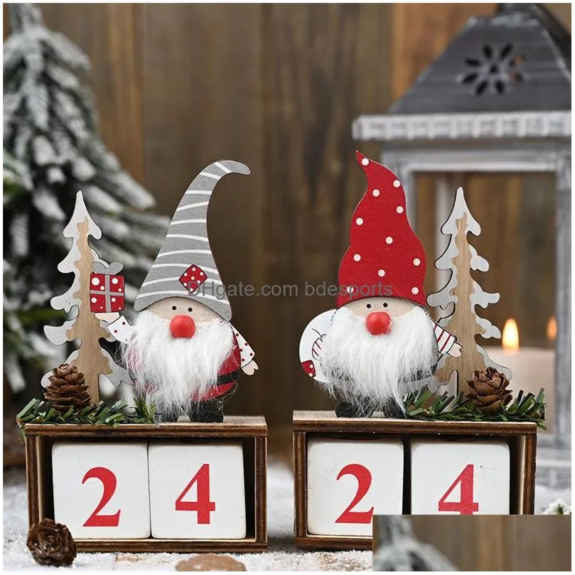 christmas desktop ornament santa claus gnome calendar wooden christmas advent countdown ornament home tabletop decor jk2010xb