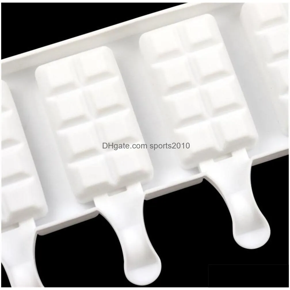 silicone ice cream molds 4 cell ice cube tray food safe popsicle maker diy homemade zer ice lolly mould xb1