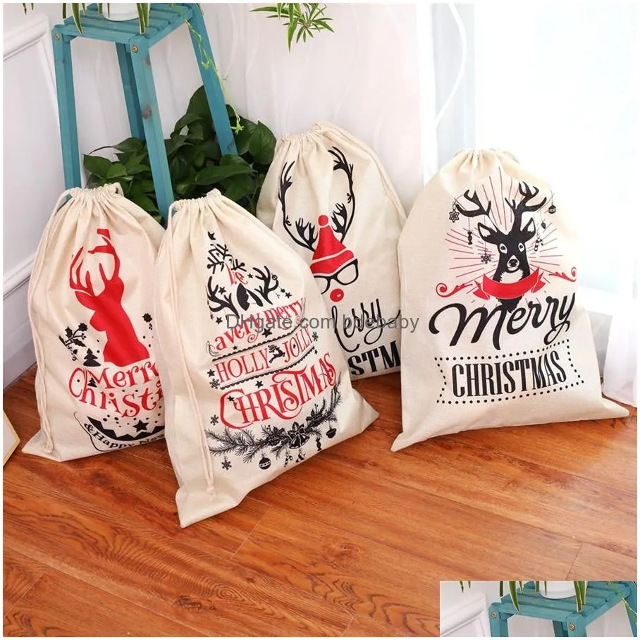 christmas santa sacks large size xmas gifts bag with drawstring for kids christmas gift new year holiday home decorations jk1910