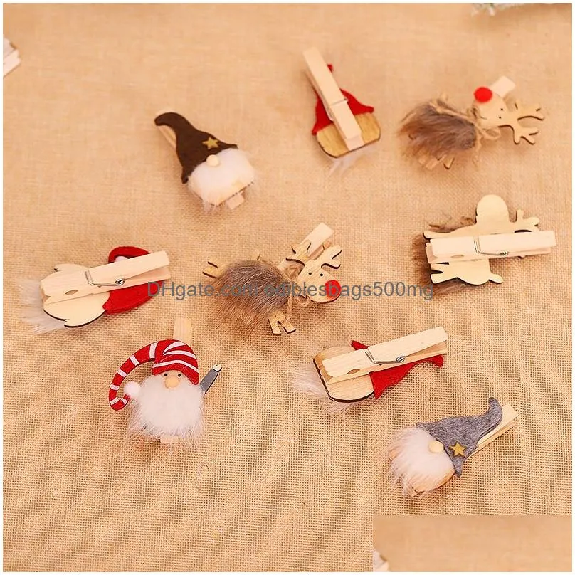 christmas wooden clip gnome santa deer p o clamps clothespin craft clips pegs xmas ornament home decor jk2011xb