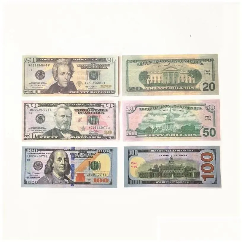 other festive party supplies 50 size movie props game dollar  counterfeit currency 1 5 10 20 100 face value of us dollars fake