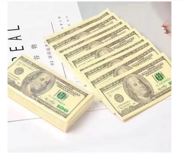 10sheet one hundred us dollar  napkin money full print 2 sided 100 dollar bills stack copy money napkins