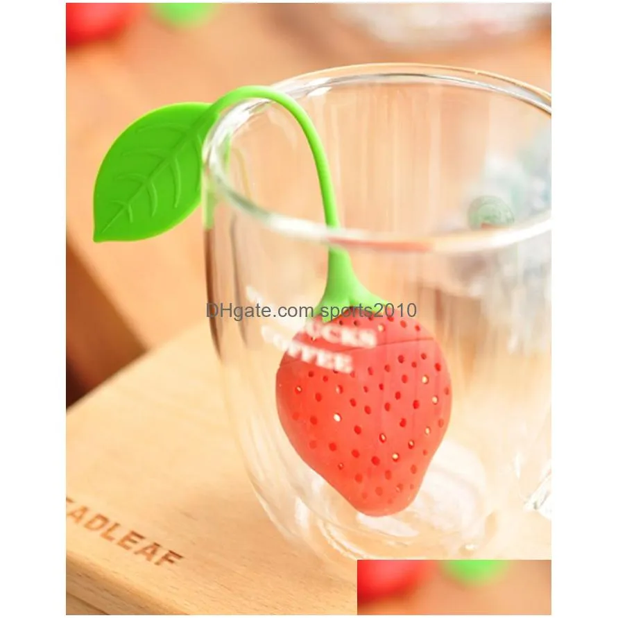 strawberry shape silicon tea infuser strainer silicon tea filler bag ball dipper xb1