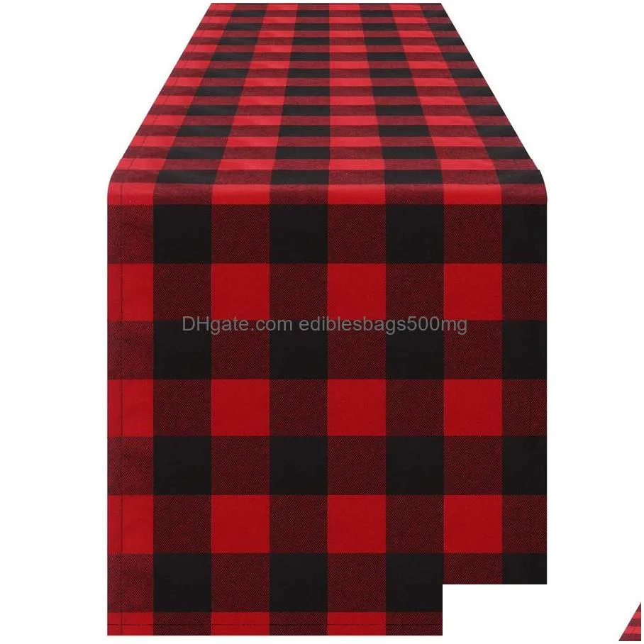 christmas table runner cotton  check plaid and burlap double sided table runner for holiday winter home decorations jk1910xb