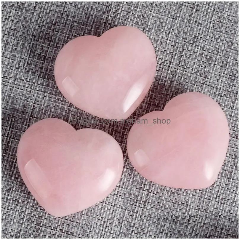healing crystal natural rose quartz love heart worry stone chakra reiki balancing for diy craft 1 home decor jk2101kd