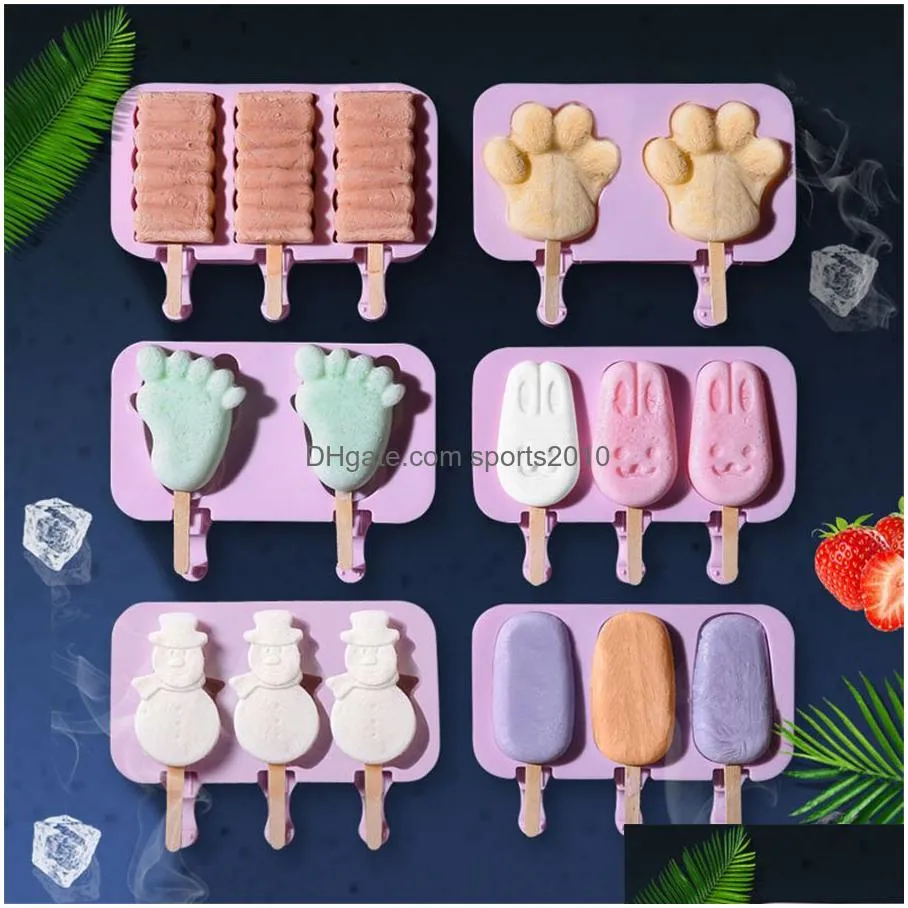 silicone ice cream mold popsicle molds diy homemade cartoon ice cream ice maker mould with 50 wood stick jk2006xb