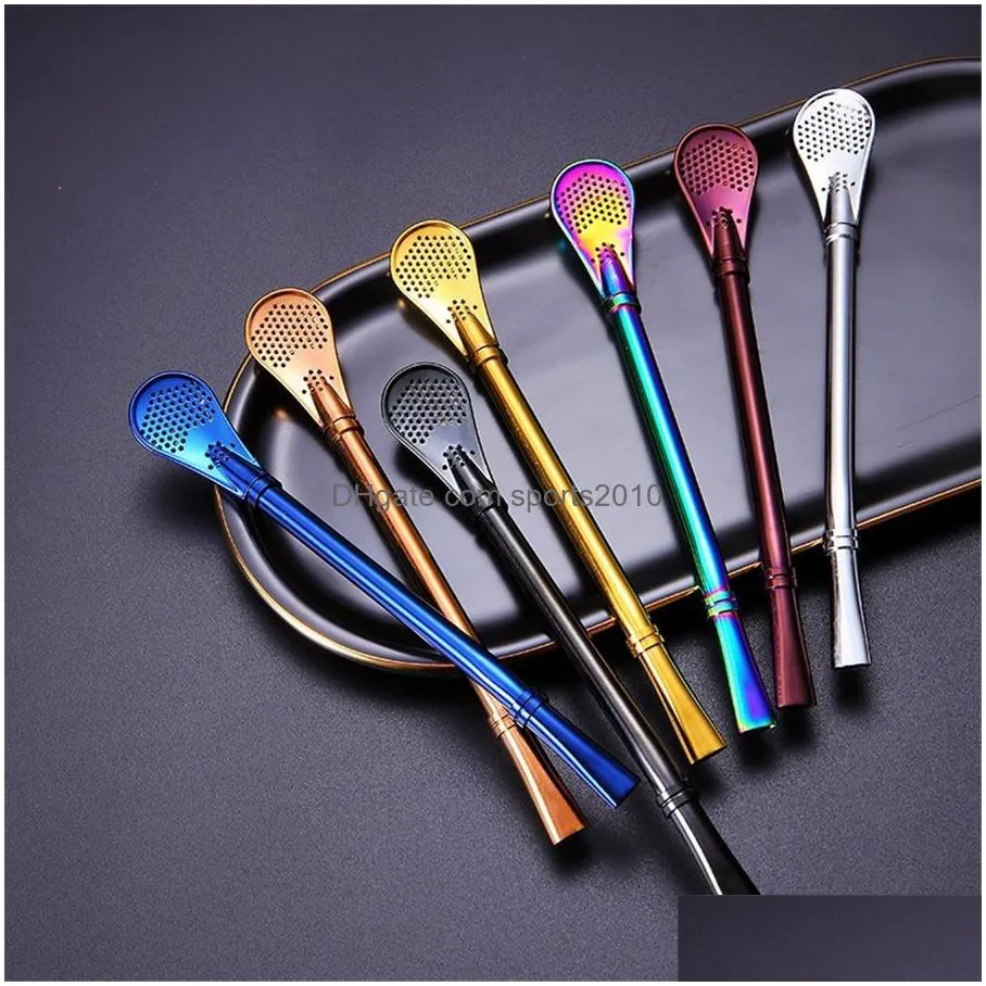 drinking straw stainless steel yerba mate straw gourd bombilla filter spoons reusable metal pro tea tools bar accessories jk2006kd
