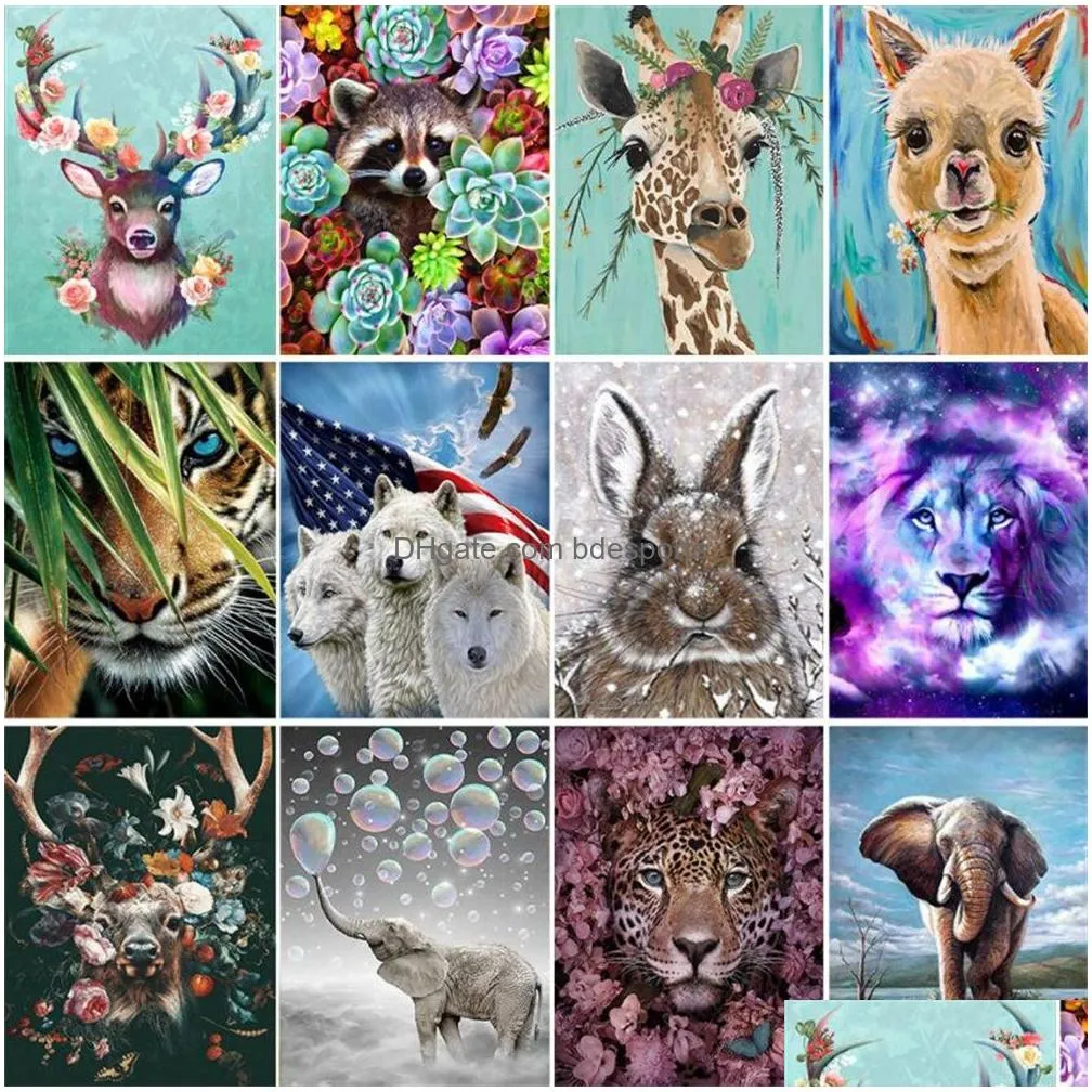 factory 5d diamond painting kits beginner animal full drill art painting by numbers drawing for home decoration gem art 12x8 inches kd