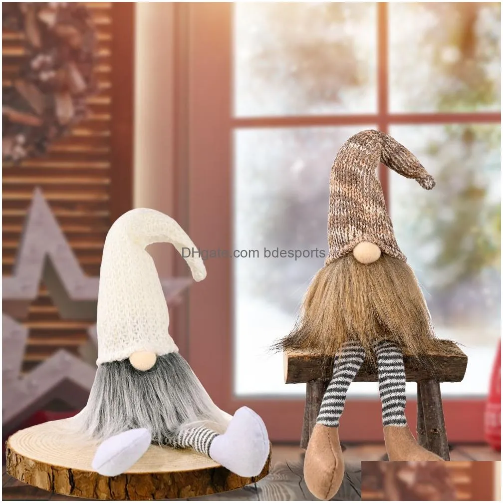 christmas gnomes decorations handmade swedish tomte with long legs scandinavian figurine plush elf doll xbjk2108