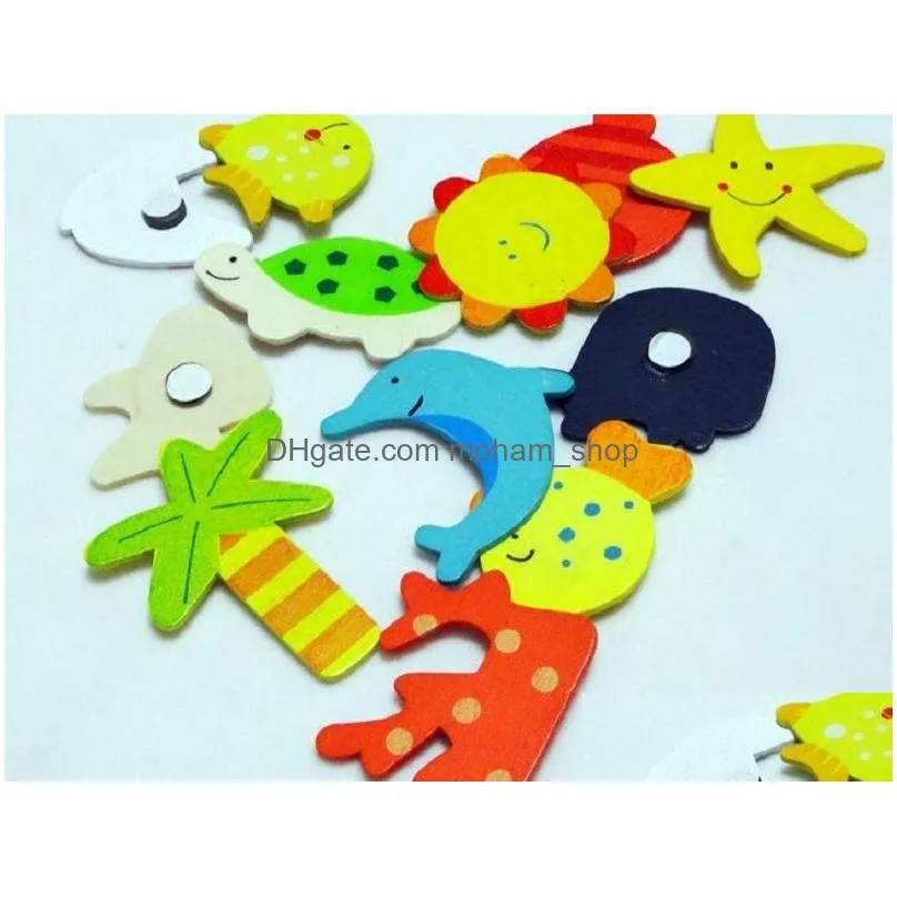 wooden fridge magnet sticker fridge magnet/refrigerator magnet message clip childrens cute cartoon