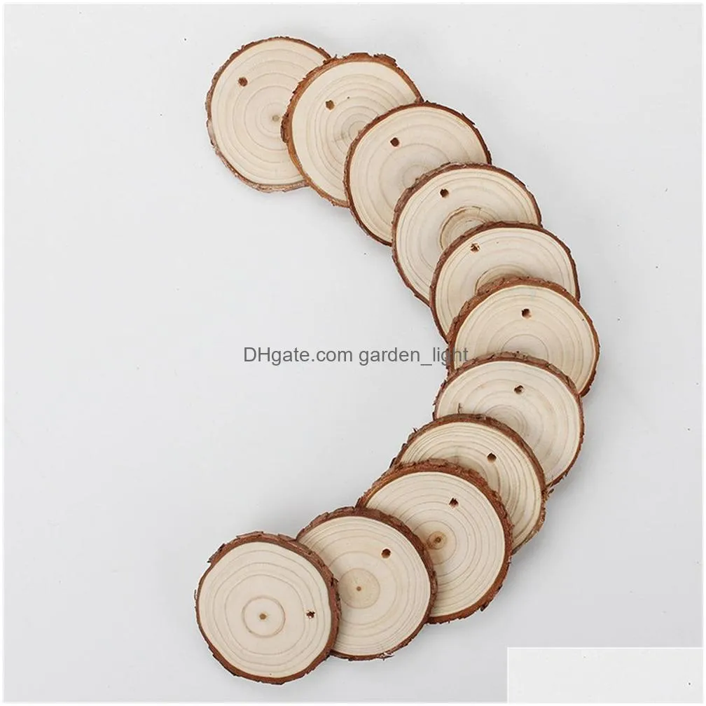 factory craft tools natural wood slices 2-2.4 unfinished diy crafts predrilled with hole round wooden circles for rustic christmas ornaments