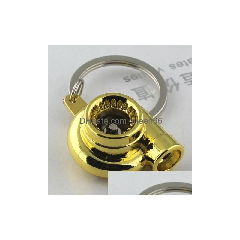 creative hot spinning turbo turbine turbocharger key chain ring key for key ring