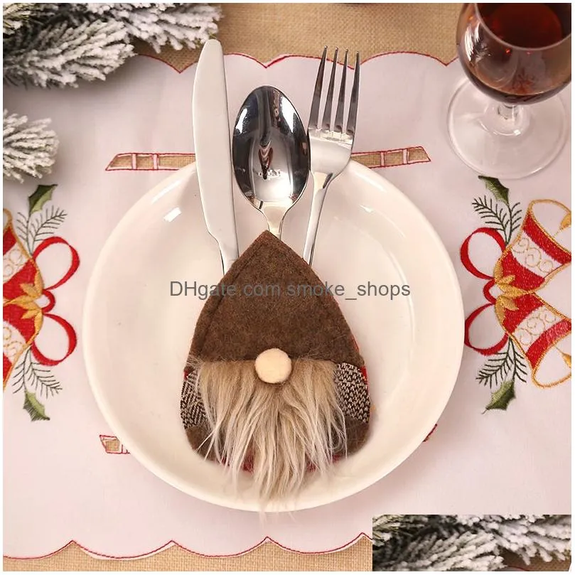 swedish santa gnome tableware bag fork knife cutlery holder silverware bag christmas party table dinner decor jk2011xb