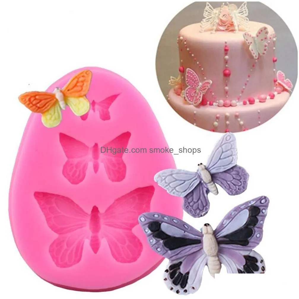  dining butterfly mould silicone baking accessories 3d diy sugar craft chocolate cutter mold fondant cake decorating tool 3 colors