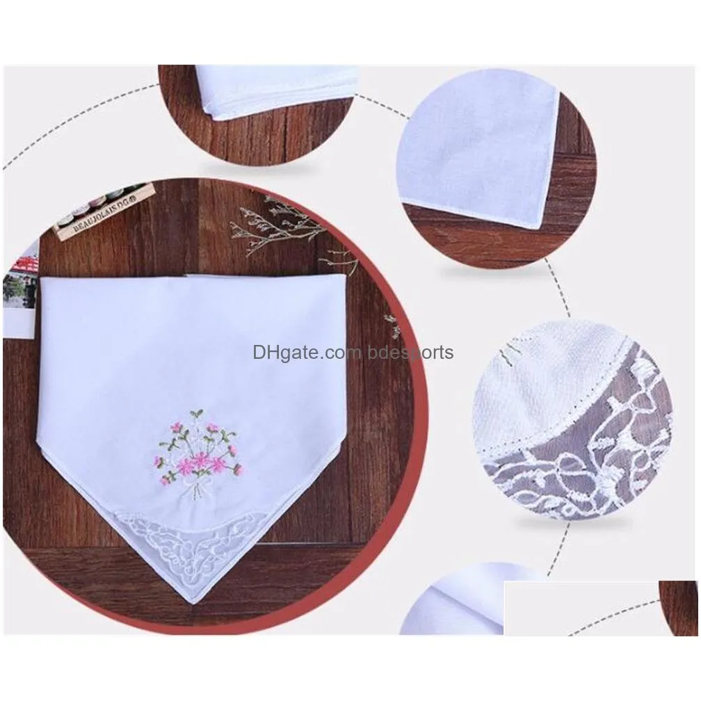 vintage pure cotton handkerchief girl napkin embroidered women napkin embroidered butterfly lace flower handkerchief home tableware