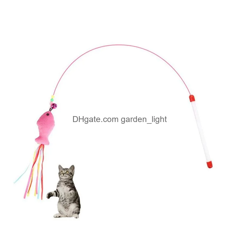 pet cat teaser toy wire dangler wand feather plush fish caterpillar interactive fun exerciser playing toy jk2012ph